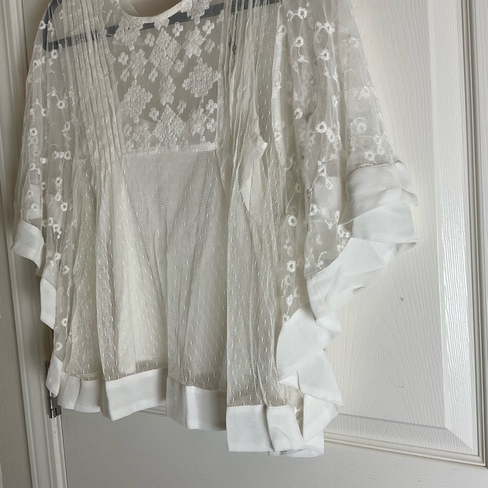 Zara Basic Collection Embroidered Lace Kaftan Top… - image 3